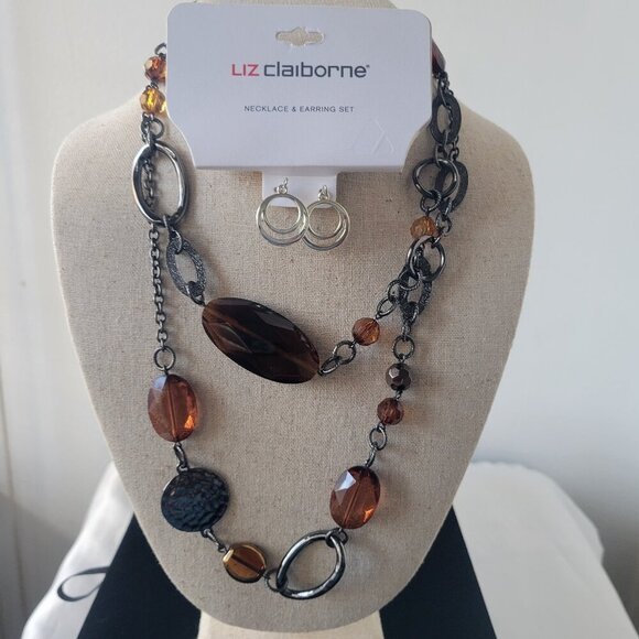 Lia Sophia Root Beer Assorted Beads on Hematite Chain - Picture 1 of 16